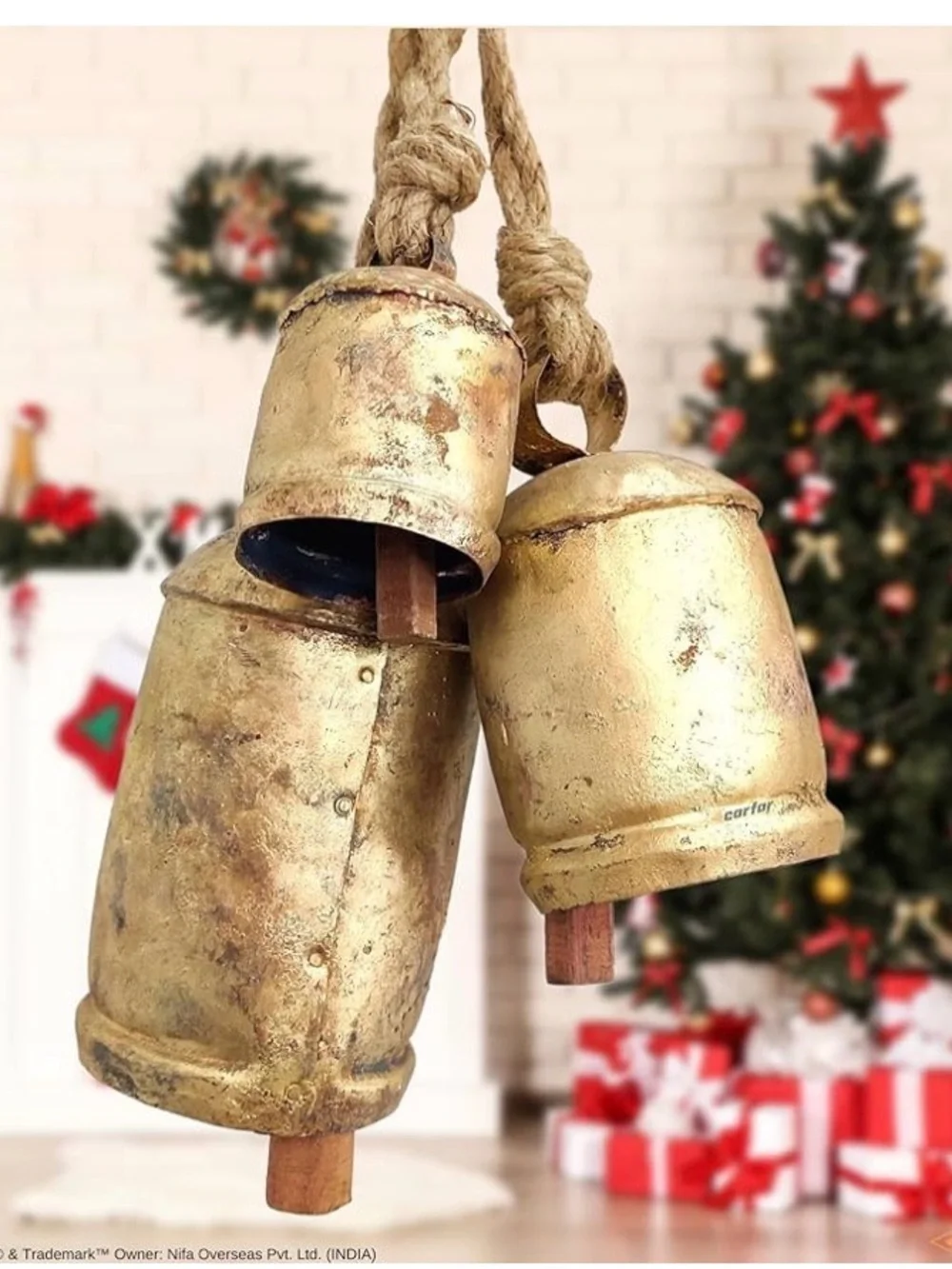 NWOB Handicrafts Vintage Rustic Metal Harmony Cow Bells Set of 3 Huge Rustic